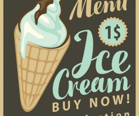 Ice cream retro style menu vector 01