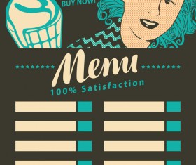 Ice cream retro style menu vector 02
