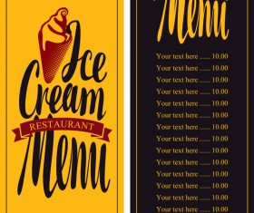 Ice cream retro style menu vector 03