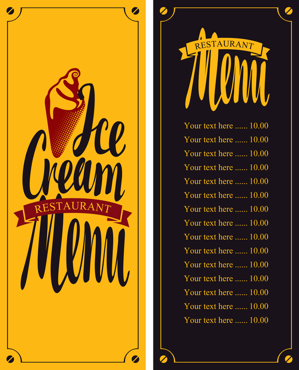 Ice cream retro style menu vector 03