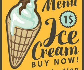 Ice cream retro style menu vector 04