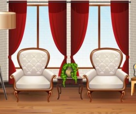 Indoor decorations design vectors set 02