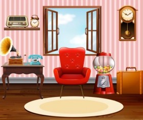 Indoor decorations design vectors set 08