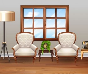 Indoor decorations design vectors set 14