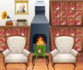 Indoor decorations design vectors set 16