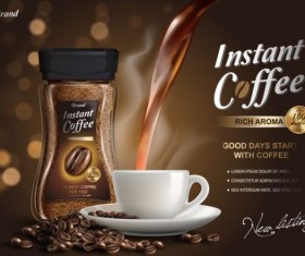 Instant coffee poster template vector 01