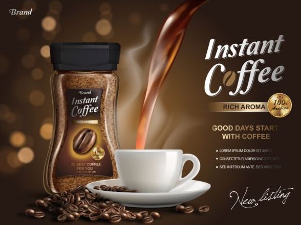 Instant coffee poster template vector 01