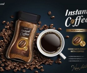 Instant coffee poster template vector 02