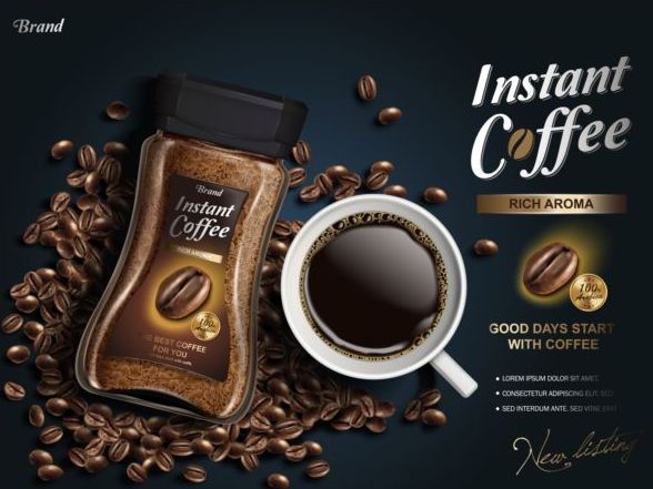 Instant coffee poster template vector 02