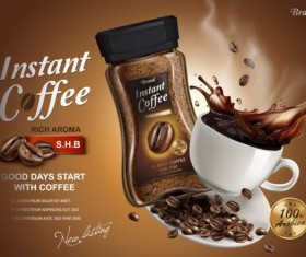 Instant coffee poster template vector 03