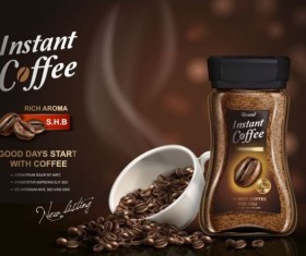 Instant coffee poster template vector 04