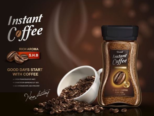 Instant coffee poster template vector 04