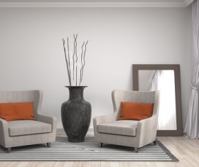 Interior with sofa and chair Stock Photo 05