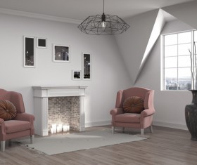 Interior with sofa and chair Stock Photo 09