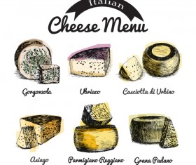 Italian cheese menu vector 01