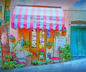 Italian town street view Stock Photo