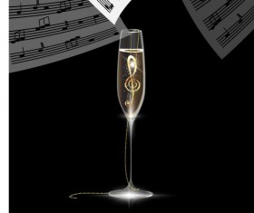 Jewelry in wine glass with music note vector