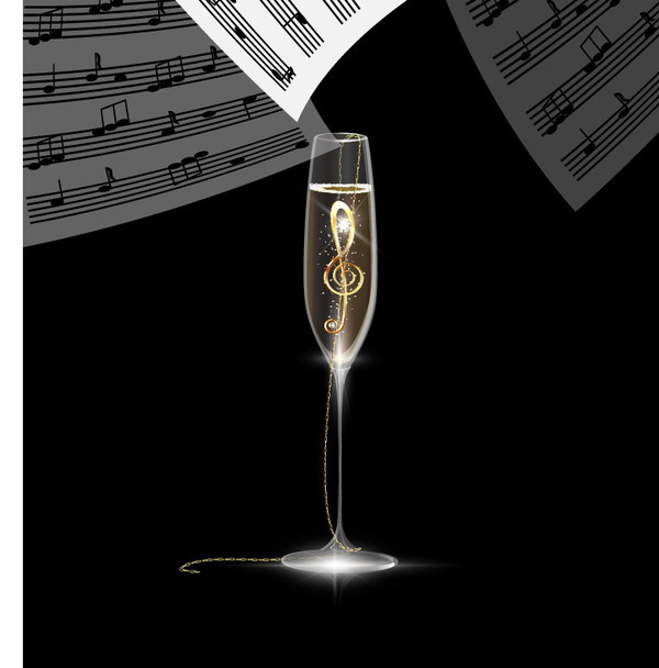 Jewelry in wine glass with music note vector
