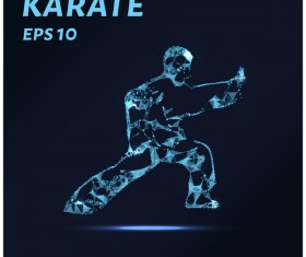 Karate with points lines 3D vector