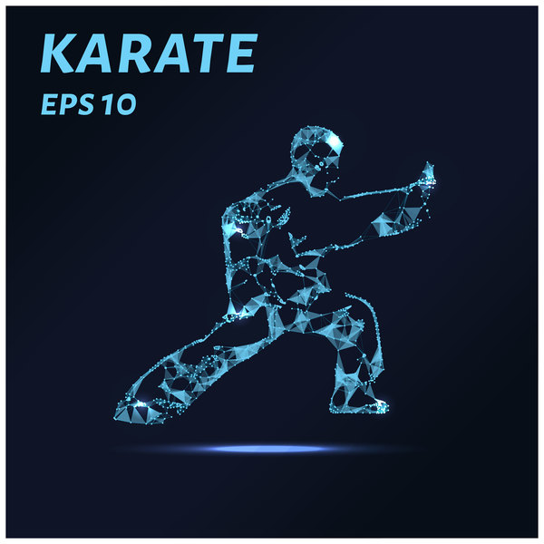 Karate with points lines 3D vector