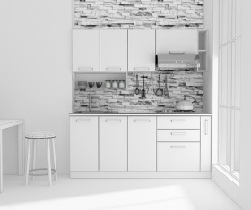 Kitchen Interior 3D Rendering Stock Photo 03