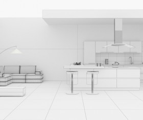 Kitchen Interior 3D Rendering Stock Photo 07