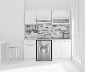 Kitchen Interior 3D Rendering Stock Photo 09