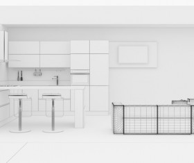 Kitchen Interior 3D Rendering Stock Photo 10