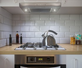 Kitchen with modern cooking utensils Stock Photo