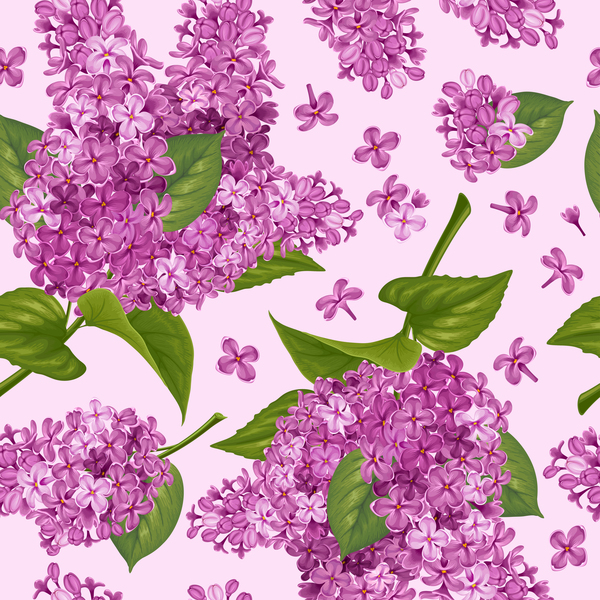 Lilac seamless pattern template vector 01