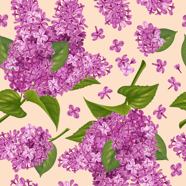 Lilac seamless pattern template vector 02