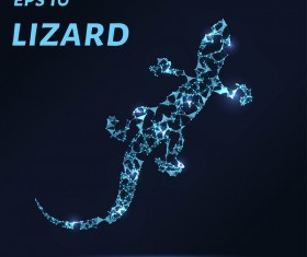 Lozard with points lines 3D vector