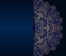 Luxury blue background with ornament gold vector 03