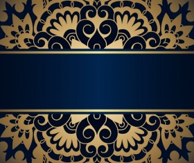 Luxury blue background with ornament gold vector 04