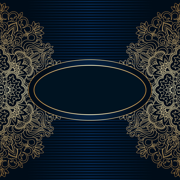 Luxury blue background with ornament gold vector 05