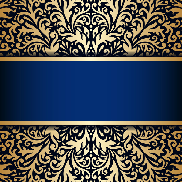 Luxury blue background with ornament gold vector 11