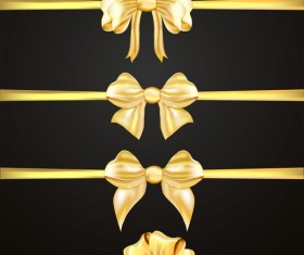 Luxury golden ribbons with bow vectors 01