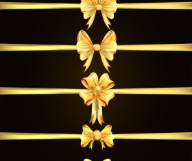 Luxury golden ribbons with bow vectors 02