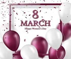 March 8 greeting card Women Day with balloon vector 01