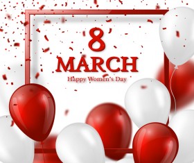 March 8 greeting card Women Day with balloon vector 02