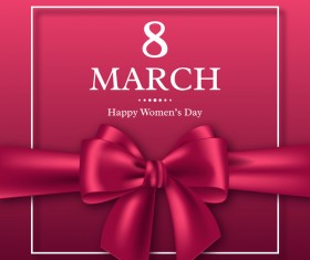 March 8 women day card with ribbon bow vector 02