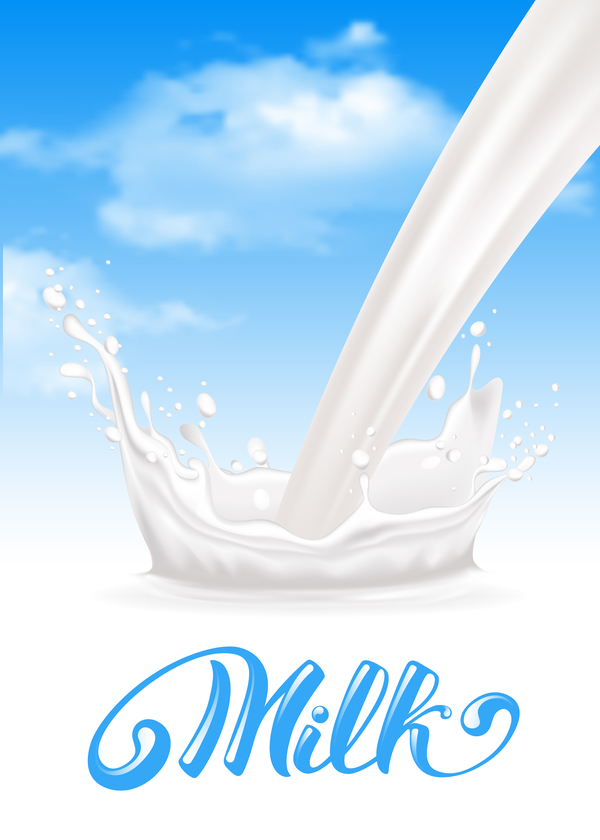 Milk with sky background vector