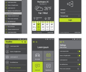 Mobile flat green UI vector material