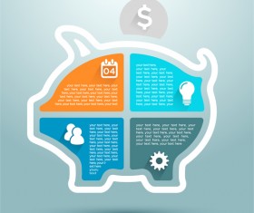 Money saving infographic with piggy bank vector 01