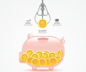 Money saving infographic with piggy bank vector 02
