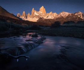 Moonlight Fitz Roy Mountain HD picture