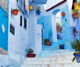 Moroccan blue town Stock Photo