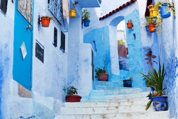 Moroccan blue town Stock Photo