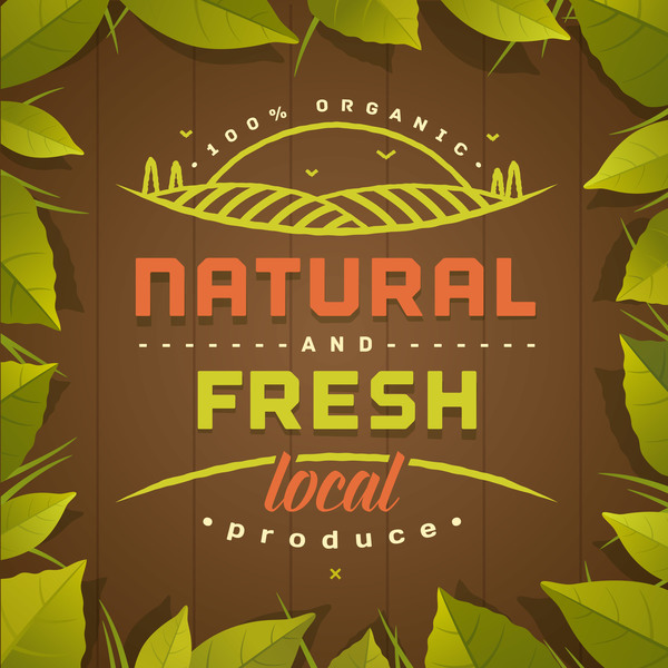 Natural fresh local produce poster template vector 01