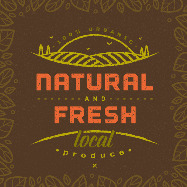 Natural fresh local produce poster template vector 02
